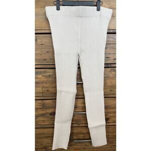 Lunya Pants Womens XL Beige Ribbed Knit Lounge Organic Cotton Silk Blend Stretch